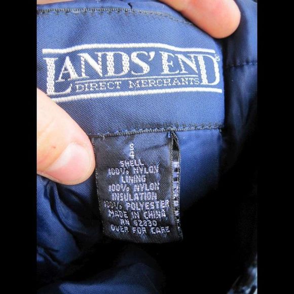 Lands' End Small 4 Puffy Insulated Warm Snow Overalls Fish Hunt Ski Nylon Pocket - Picture 3 of 4